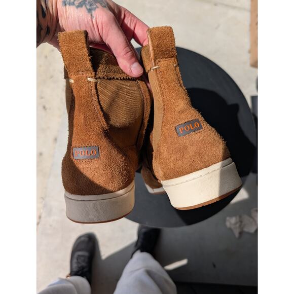 Polo Ralph Lauren Snkr Ranger Boots Suede Canvas Side Zip Buckle Men\'s Size 11
